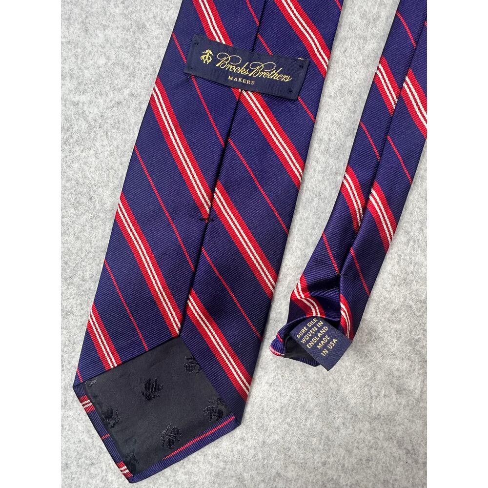 Brooks Brothers Tie Repp Stripe Silk Woven England Men's Preppy Ivy Trad